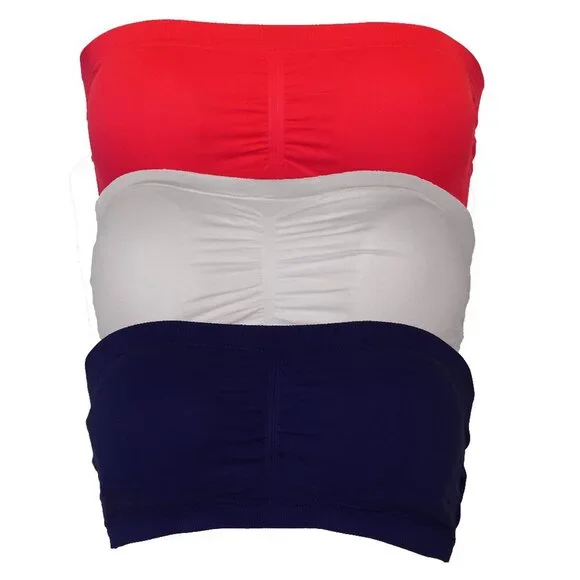 3pcs SET Strapless Bandeau Padded Tube Top Bra Stretch Non-slip - Picture 1 of 8
